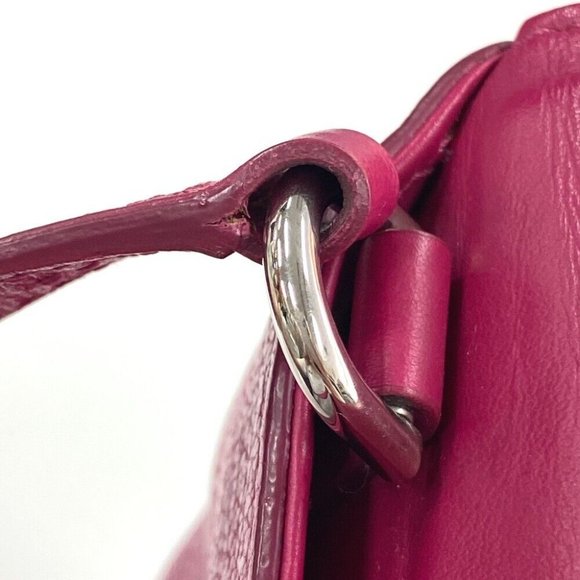 AUTH GIVENCHY flap duet Pochette Crossbody Shoulder Bag Leather Pink x White - Picture 9 of 12